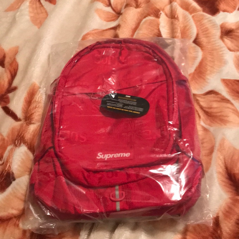 Red supreme backpack